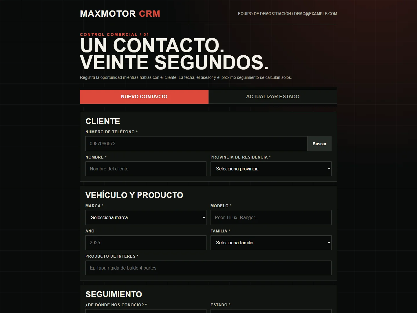 Maxmotor / CRM · CAPTURE & FOLLOW-UP